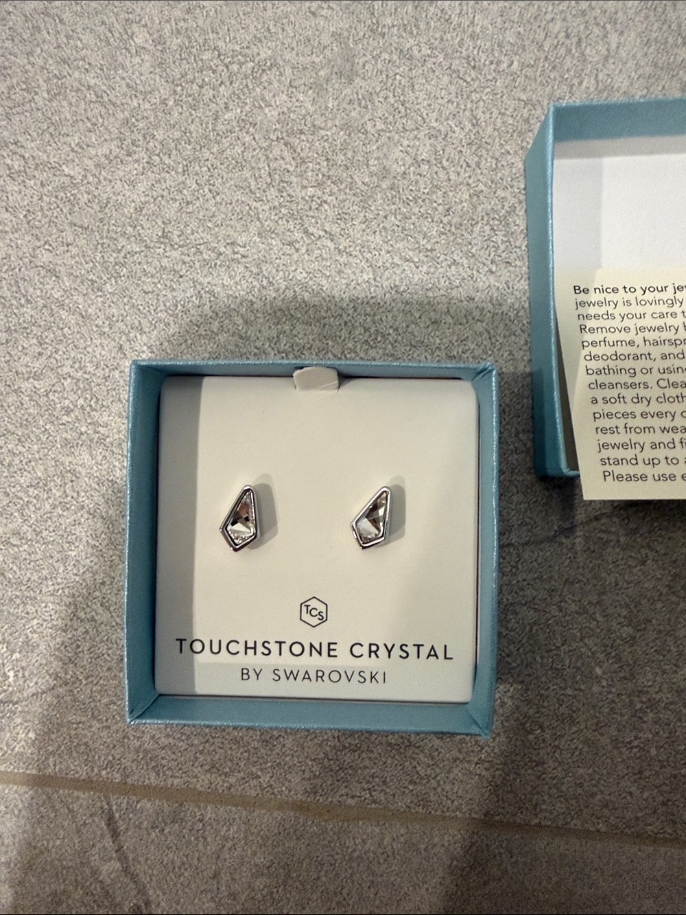 Touchstone Crystal Silver Faceted Geometric Stud Earrings